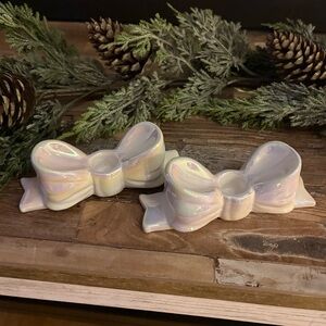 Iridescent Bow CandleStick Holders